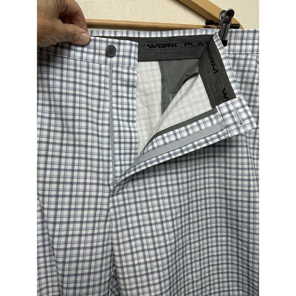 Roundtree & Yorke Performance Shorts Men’s 44B Blue White Plaid Golf Preppy - Picture 4 of 16